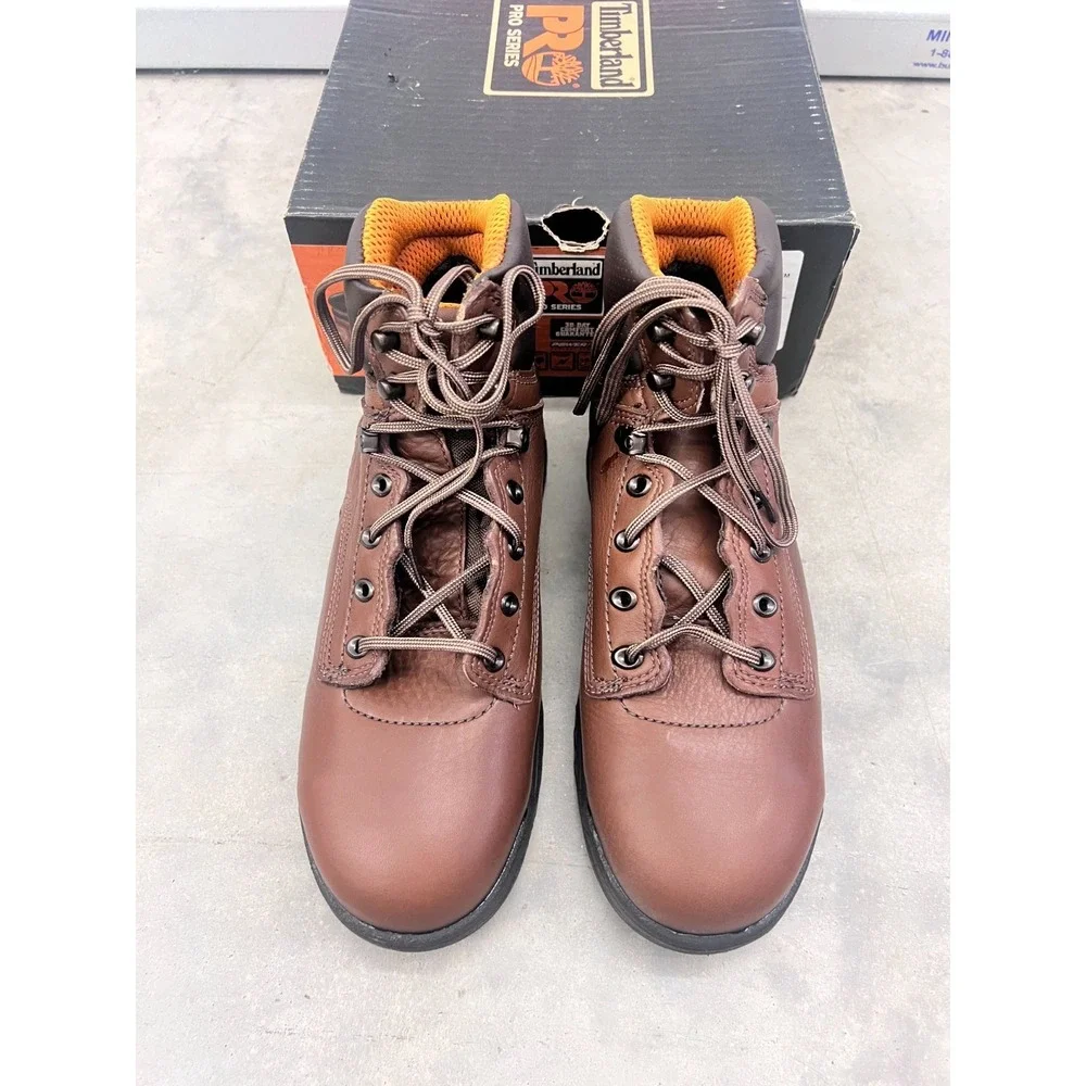 Timberland Pro Titan Work Boots Men US 8.5 Dark Brown Leather Lace Up Waterproof